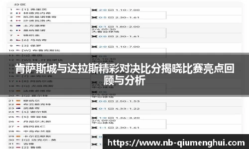 肯萨斯城与达拉斯精彩对决比分揭晓比赛亮点回顾与分析